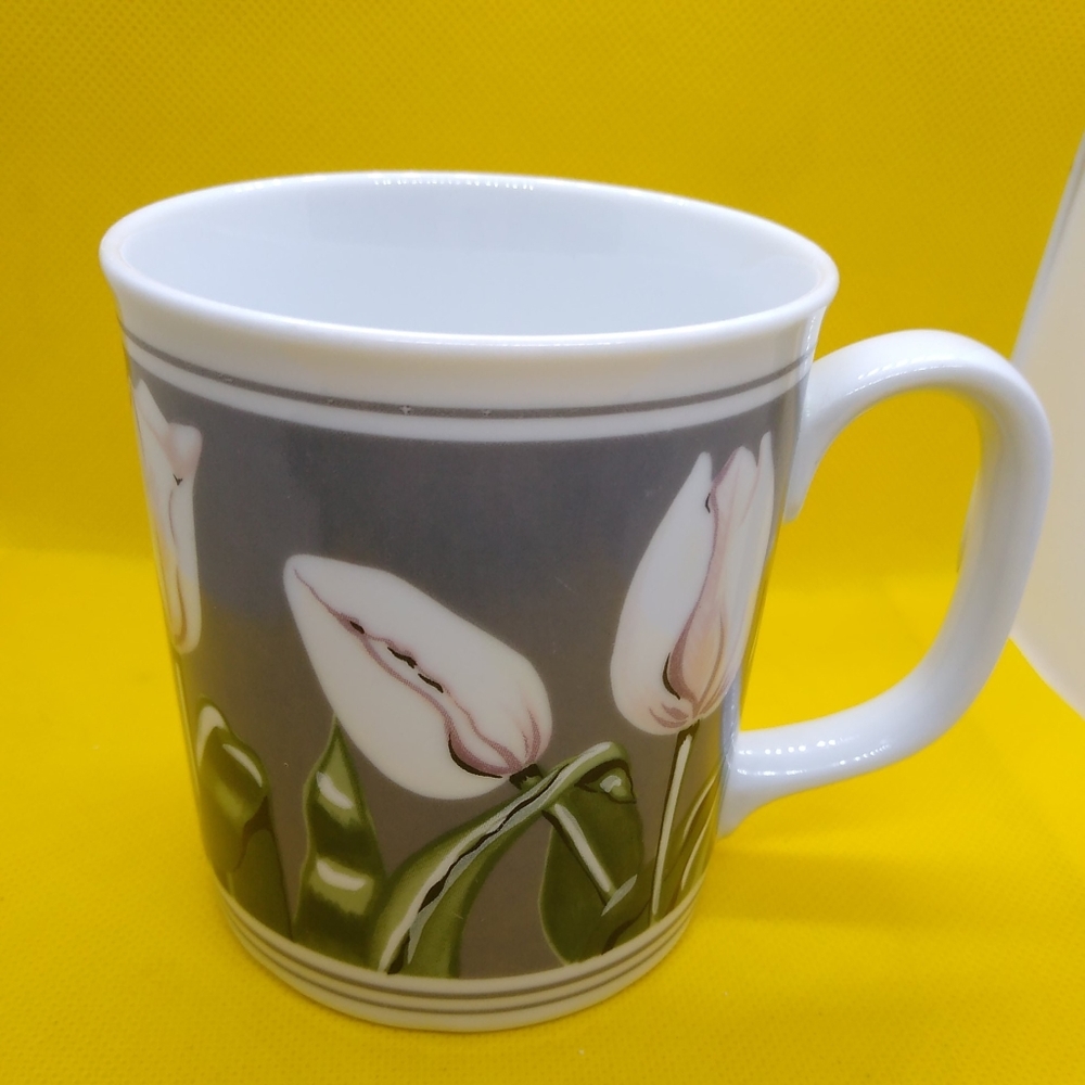 Curzon Pale Pink Tulips on Green Stem Coffee Mug (